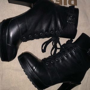 Diesel Shoes | Diesel Black Lace-Up Heel Boot!